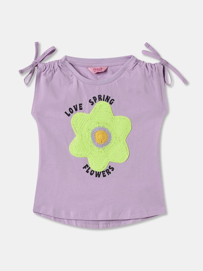 Girls Cotton Regular Fit Crew Neck Graphic T-shirt