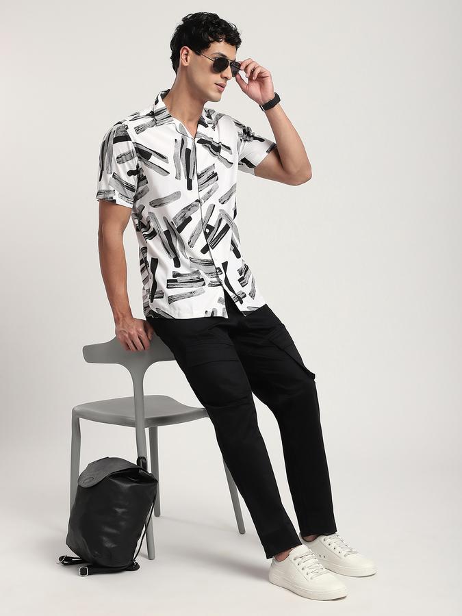 Men Cotton Relaxed Fit Camp Collar Graphic Shirt