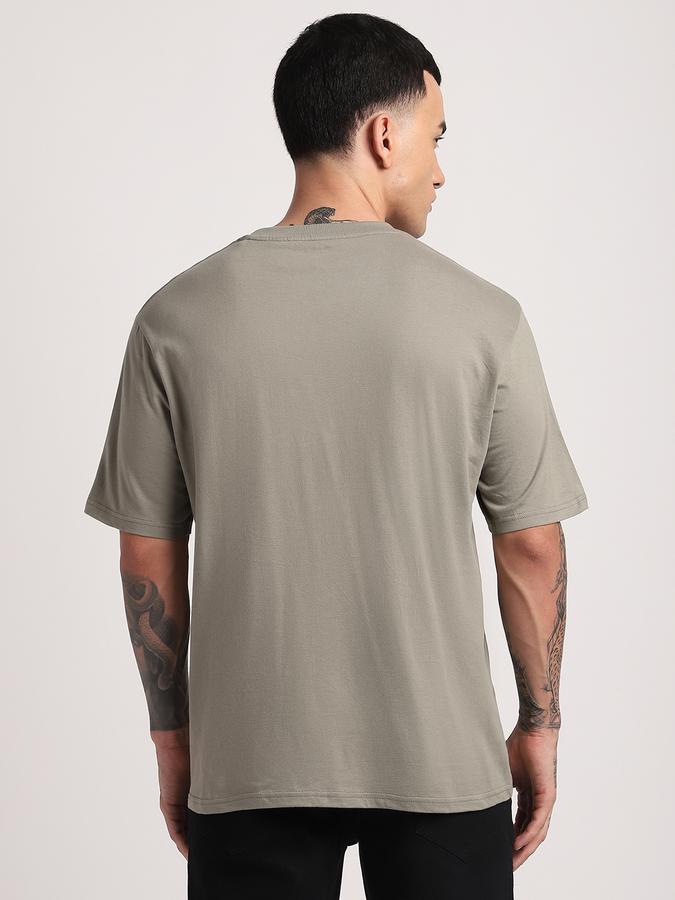 Men Cotton Relaxed Fit Crew Neck Typographic T-shirt