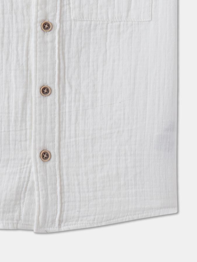 Boys Regular Fit Short Sleeve Mandarin Collar Shirt