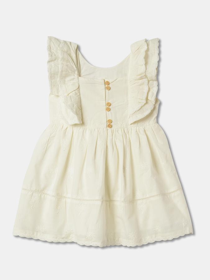 Girls Embroidered Round-Neck A-Line Dress image number 1