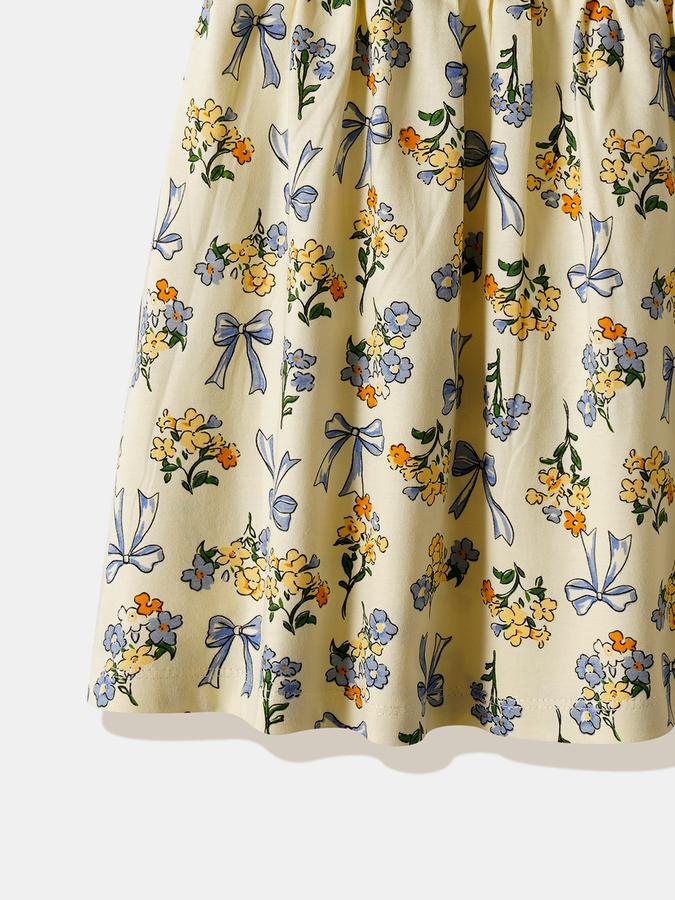 Girls Cotton Regular Fit Round Neck Printed Dress