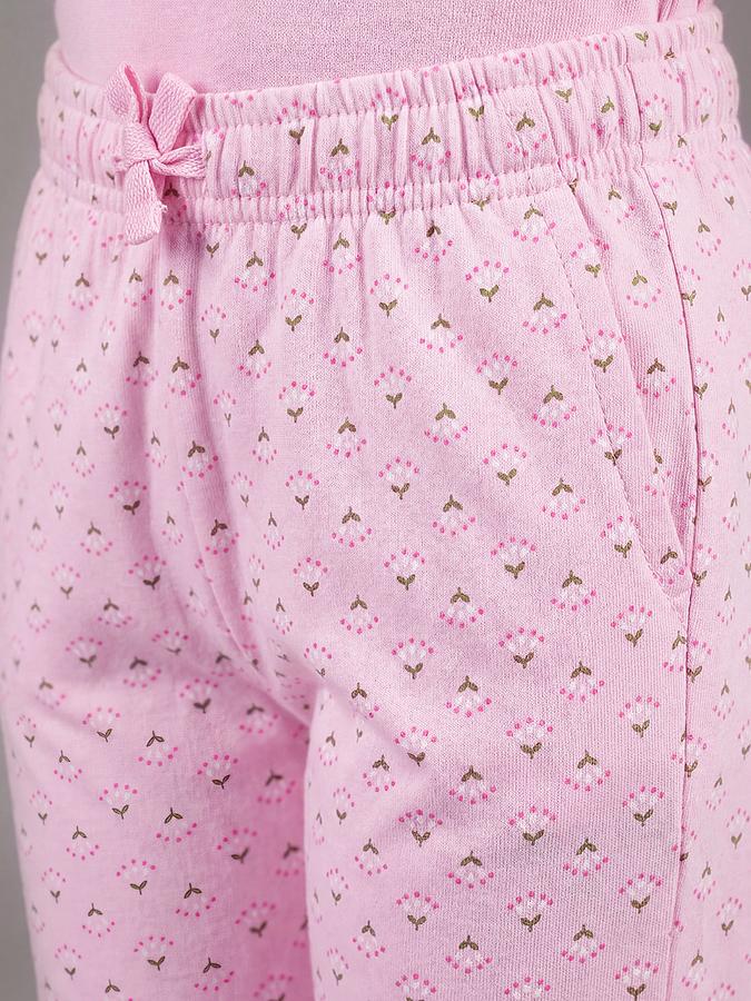 R&B Girls Pink Floral Print Long Sleeves Top &amp; Pyjamas Set