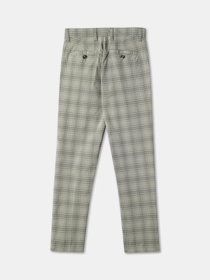 Boys Straight Fit Plaid Mid Rise Trouser