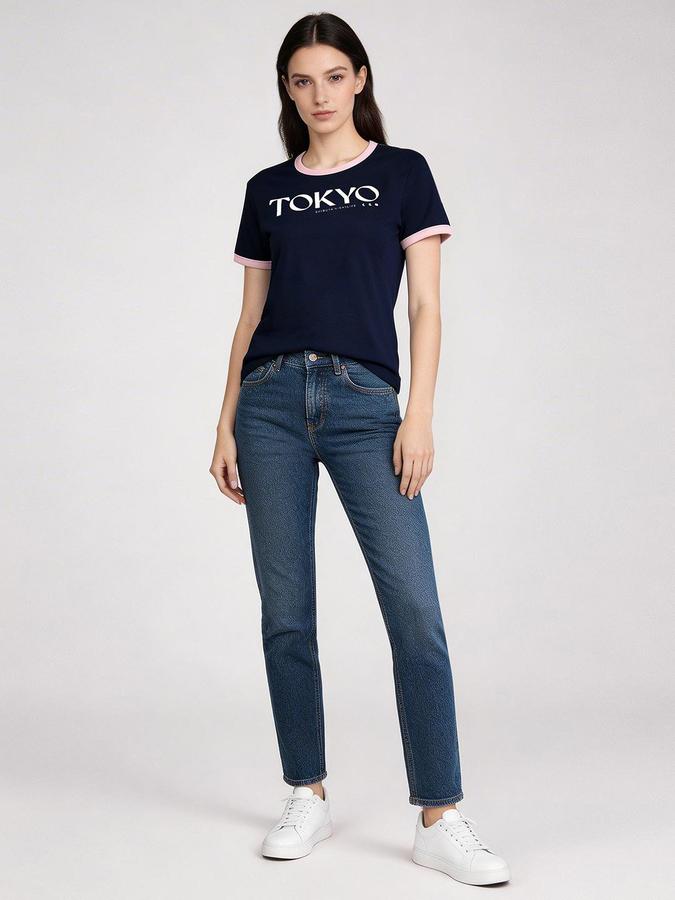 R&B Blue Solid Women Regular fit Top 