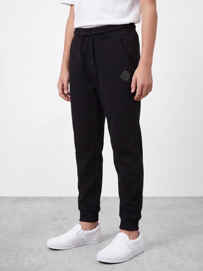 R&B Boys Black Graphic Print Elasticated waist Jogger Pant 