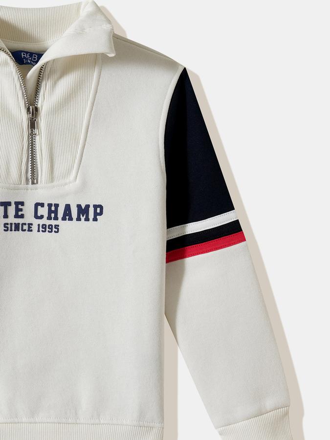 Boys Cotton Blend Relaxed Fit Quarter Zip Embroidered Sweatshirt