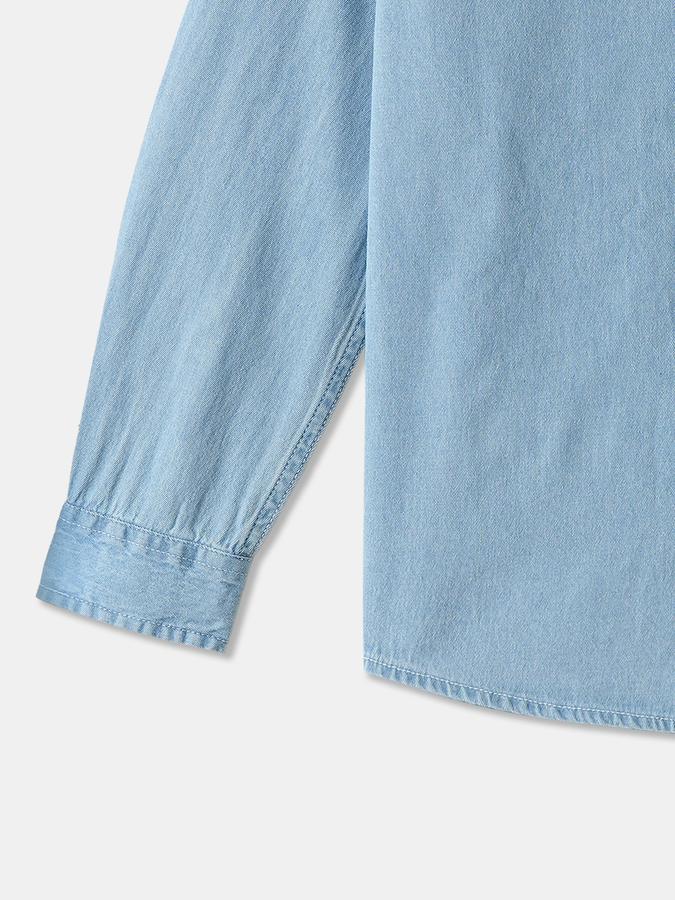 Boys Denim Regular Fit Long Sleeve Graphic Shirt