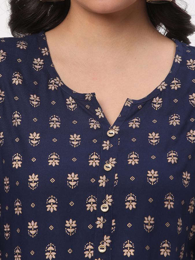Women Foil Printed Straight Kurta image number 3