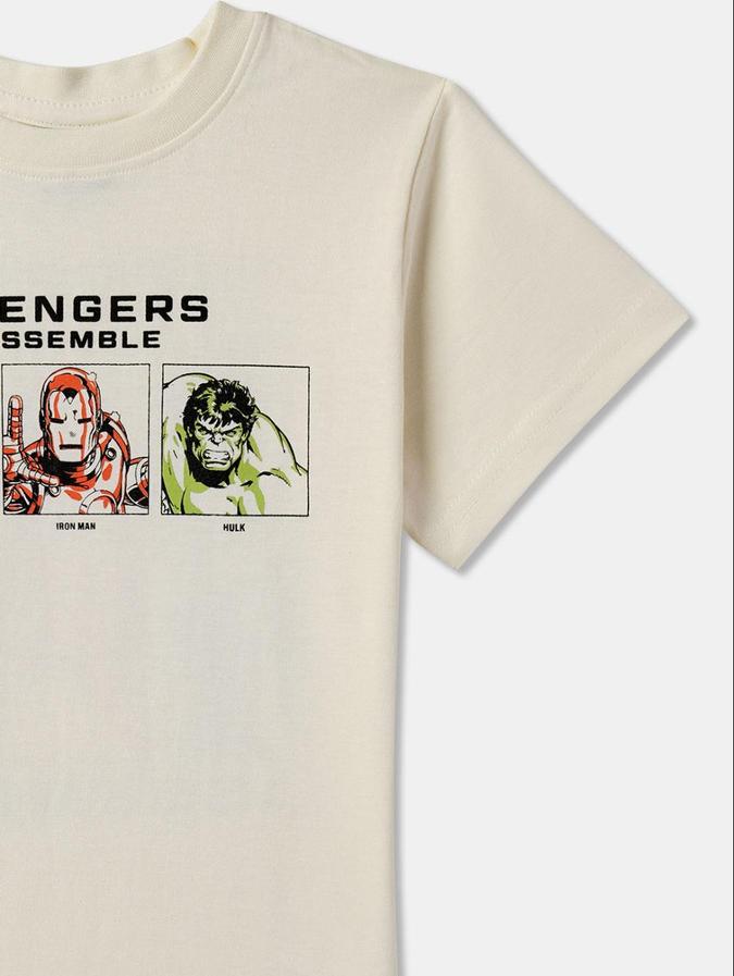 R&B White Cotton Round Neck Printed Boy T-Shirt