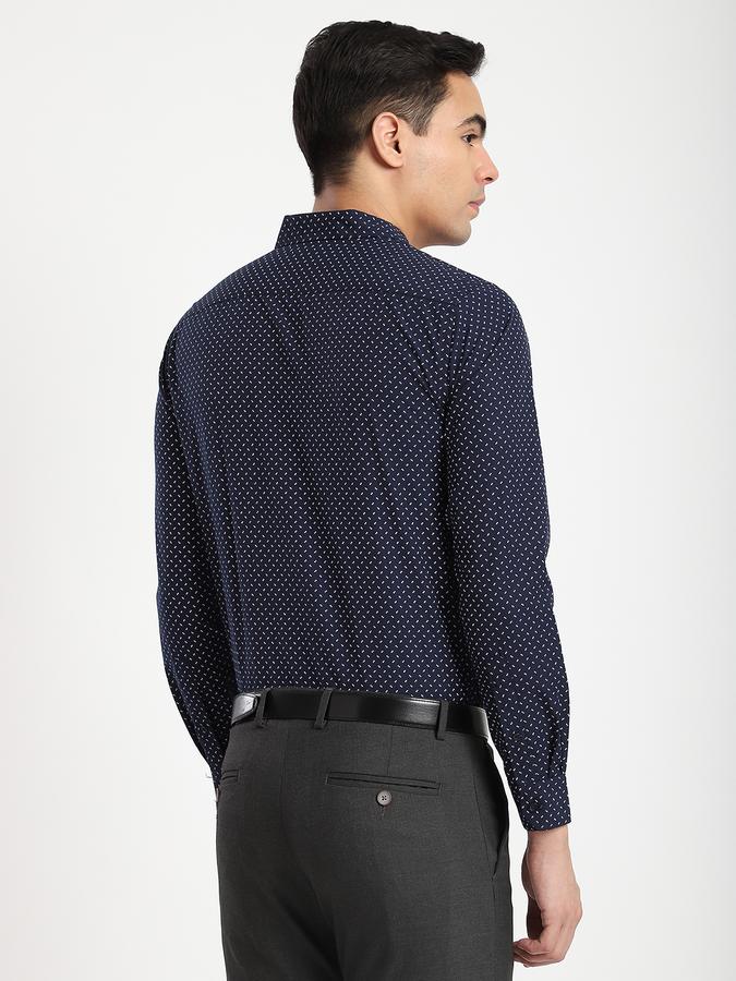Men Polyester Blend Regular Fit Spread Collar Micro Print Shirt