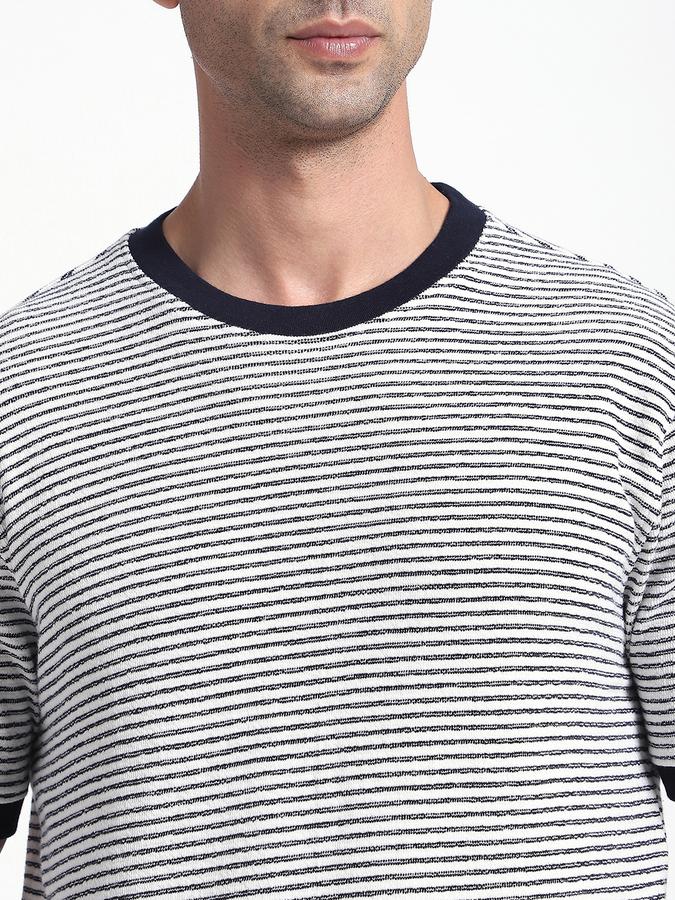 R&B Men's Ivory Striped T-Shirt