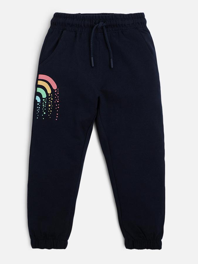 Girls Graphic Print Slim Fit Track Pants