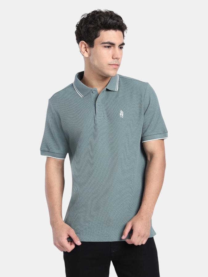 R&B Green Solid Men Short Sleeve Polo T-shirt