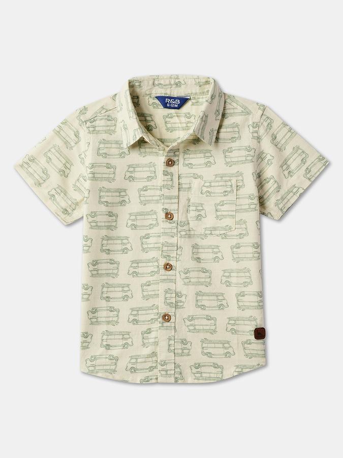 Boys Printed Regular Fit Shirt with Patch Pocket
