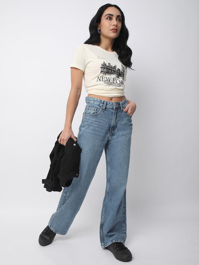 Women Cotton Regular Fit Crew Neck Graphic T-shirt