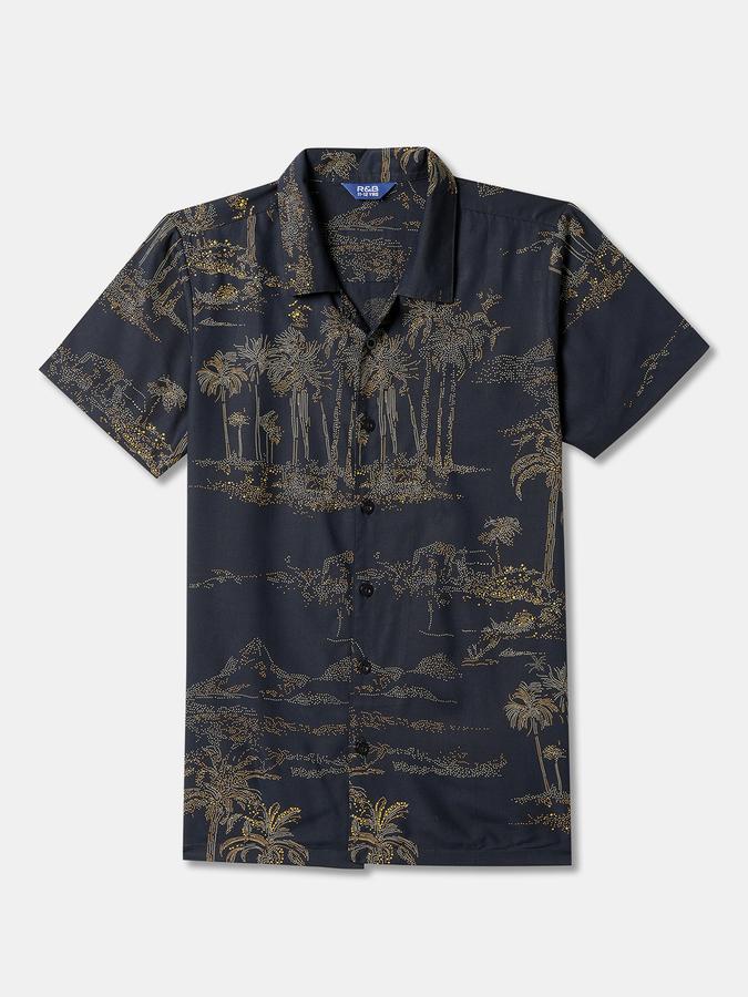 Boys Regular Fit Short Sleeve Camp Collar Shirt