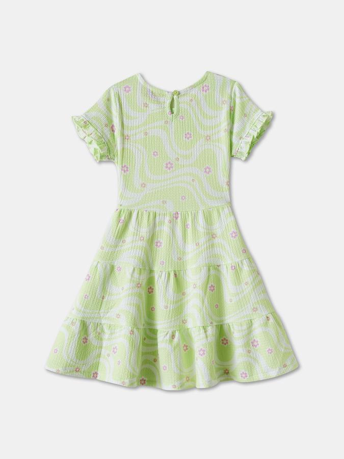 R&B Girls' White Printed Dress