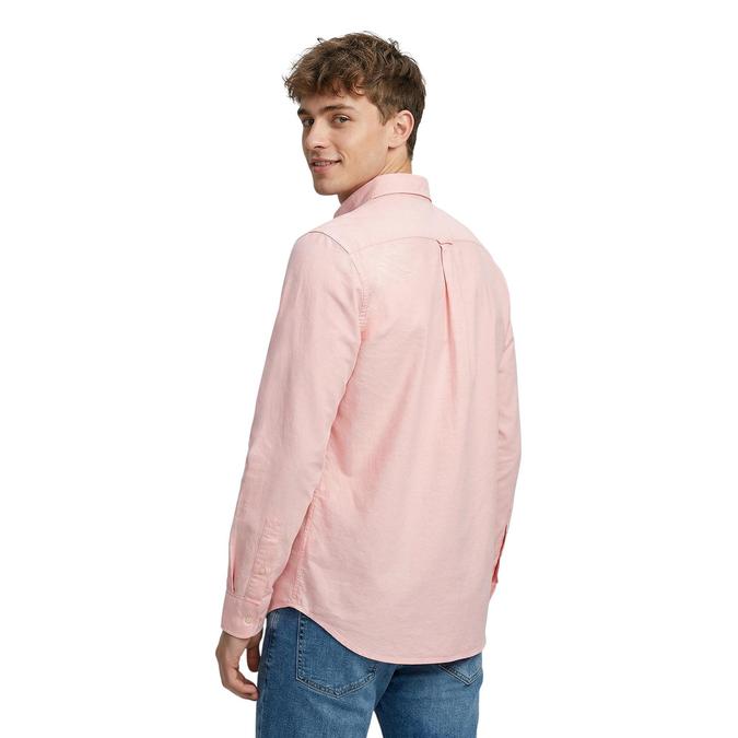 R&B Peach Solid Mens Button-Down Collar Long Sleeves Shirt 