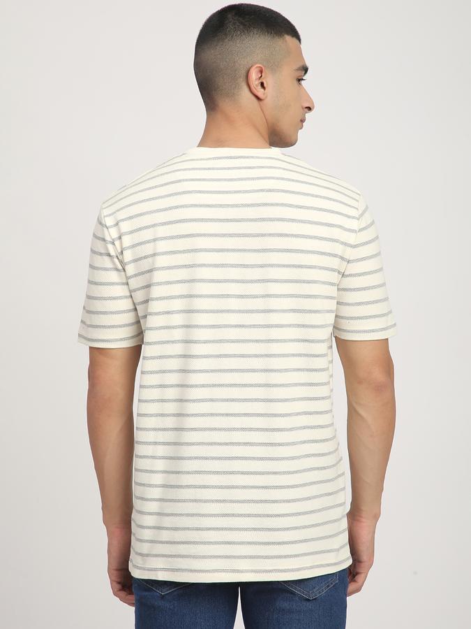 Men Polycotton Regular Fit Crew Neck Striped T-shirt