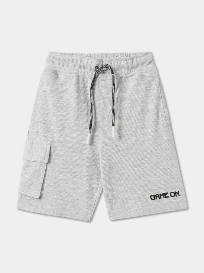 Boys Cotton Relaxed Fit Drawstring Waist Clean Hem Shorts