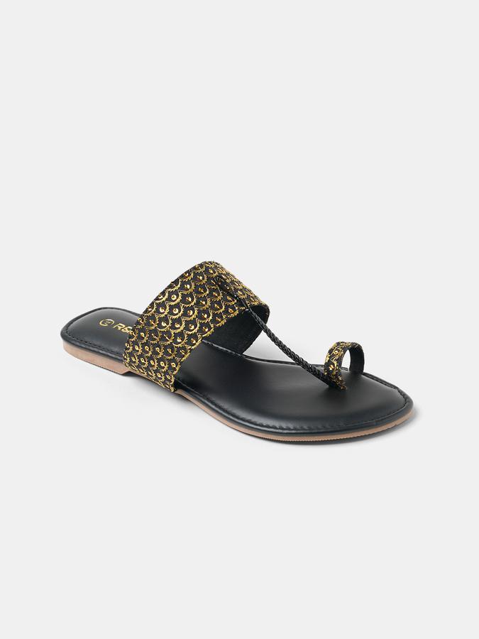 R&B Women Black Flat Sandals image number 2