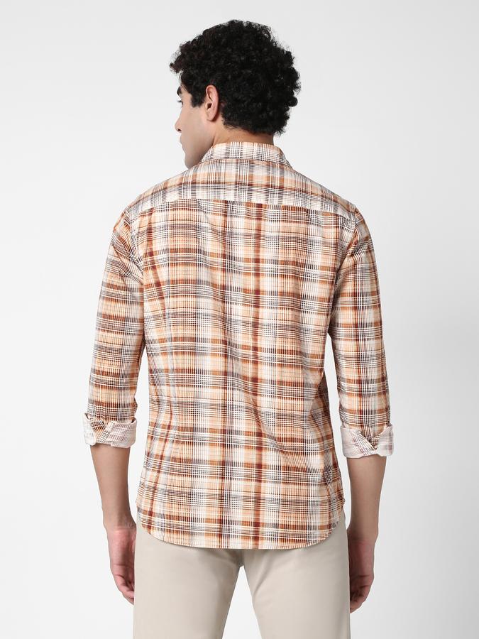 R&B Men's Brown Checked Shirt