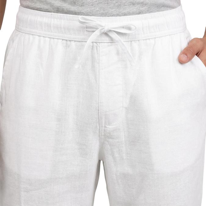 R&B White Solid Men Regular Fit Trousers
