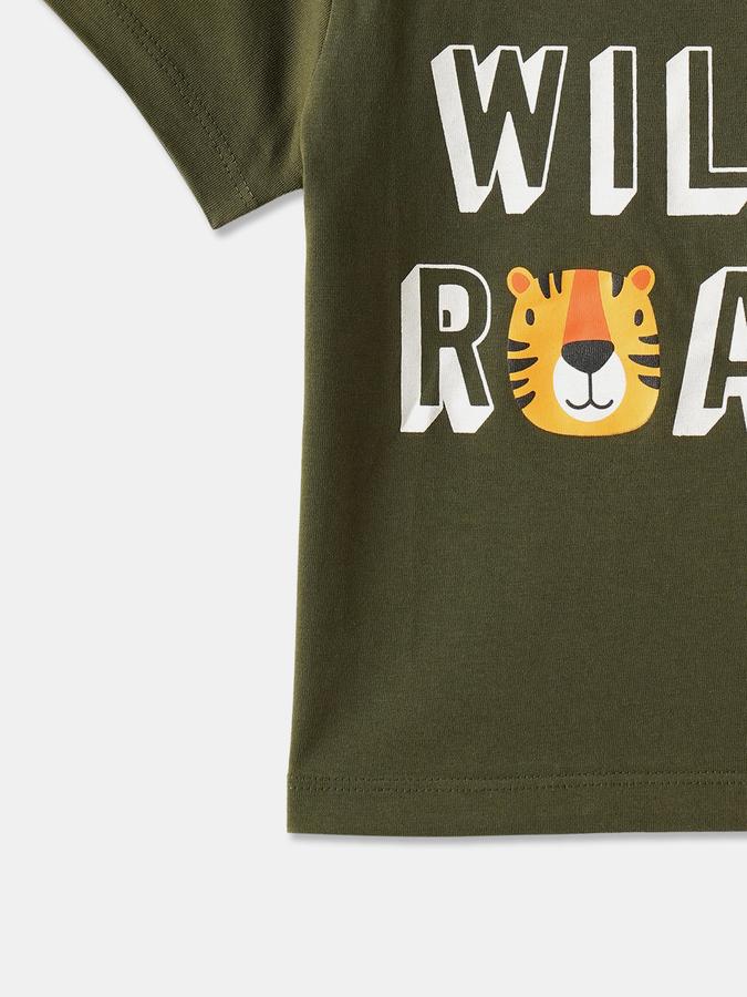 Boys Cotton Regular Fit Crew Neck Graphic T-shirt