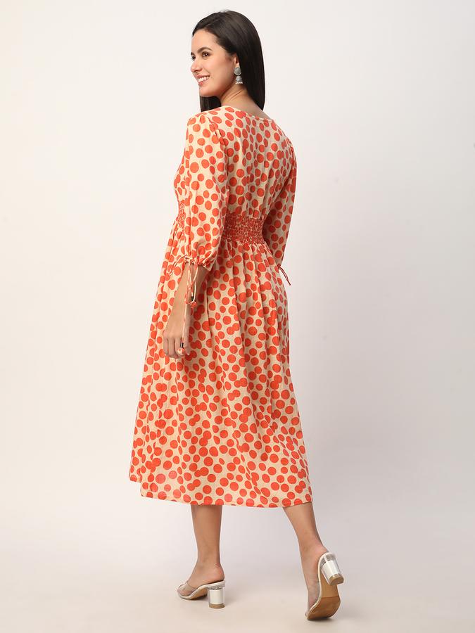 Women Rayon Polka Dot Fit And Flare Ethnic Dress