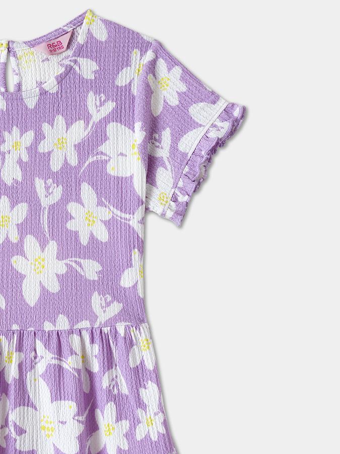 Girls Polyester Regular Fit Round Neck Printed Dress