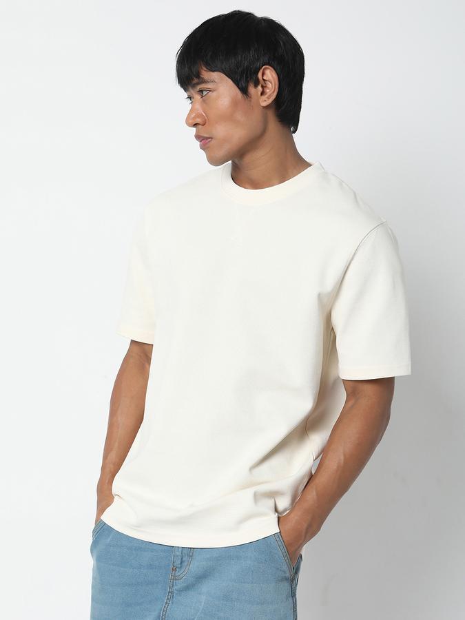 Men Cotton Blend Regular Fit Crew Neck Waffle Knit T-shirt