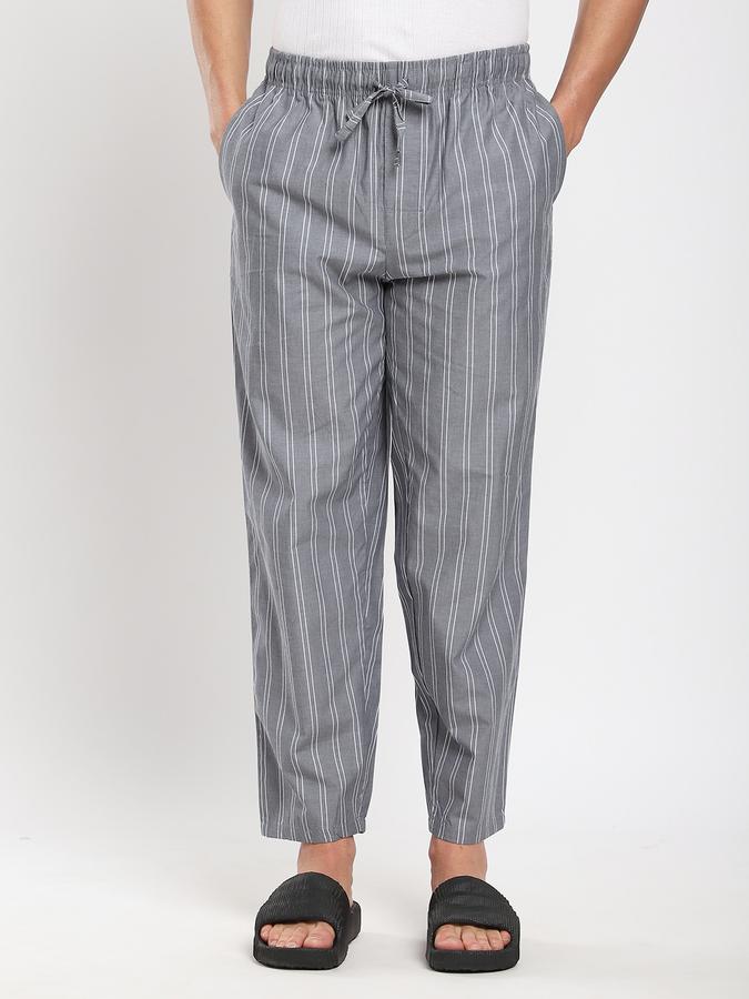 Men Cotton Relaxed Fit Drawstring Waist Striped Pajama Pants