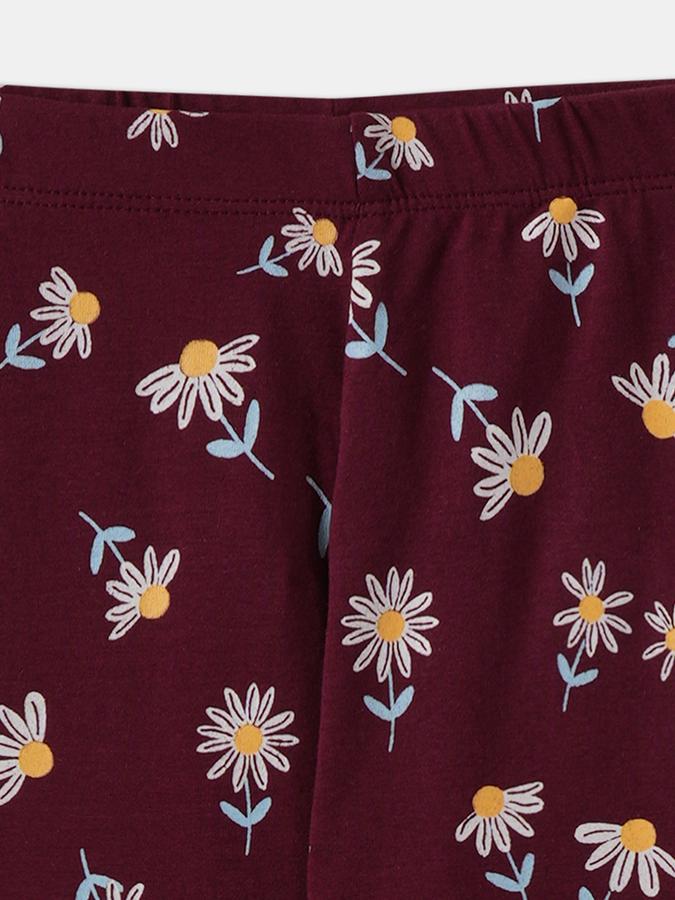 Girls Cotton Skinny Fit Elastic Waist Printed Leggings