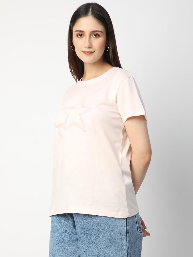 R&B Women Light Pink Graphic T-Shirt