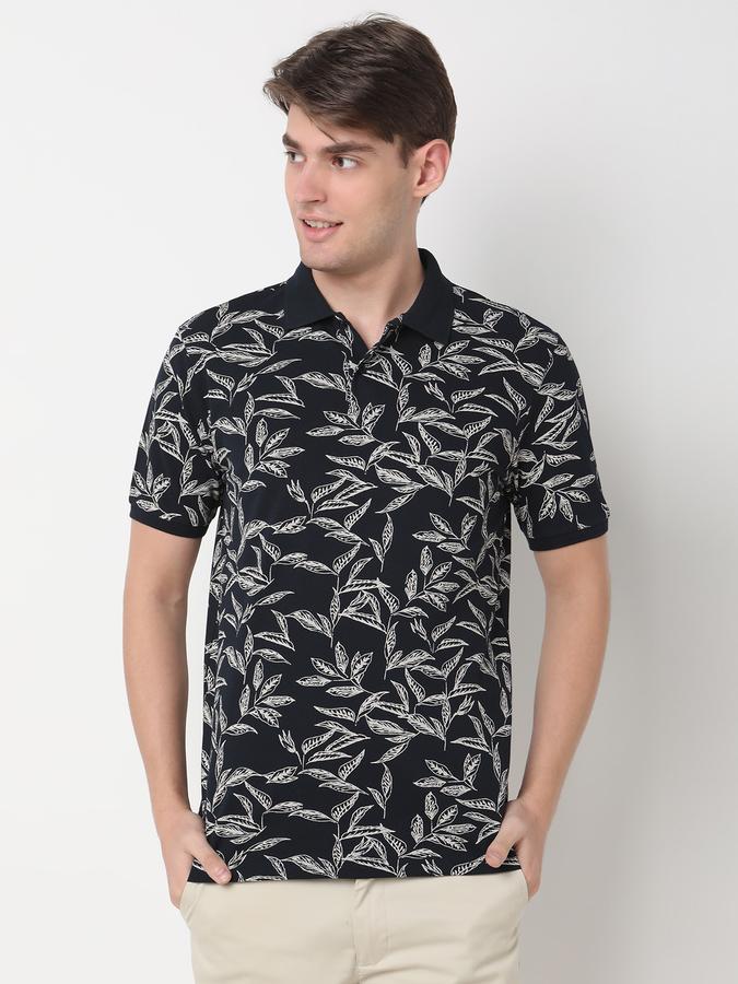Men Leaf Print Regular Fit Polo T-Shirt image number 0
