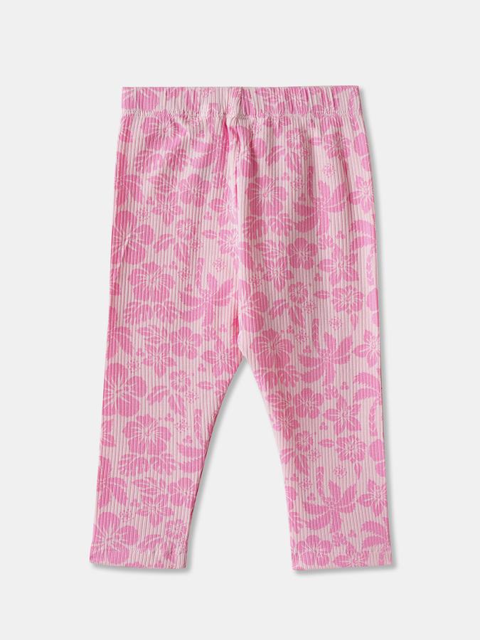 Girls Cotton Fitted Elastic Waist Printed Leggings