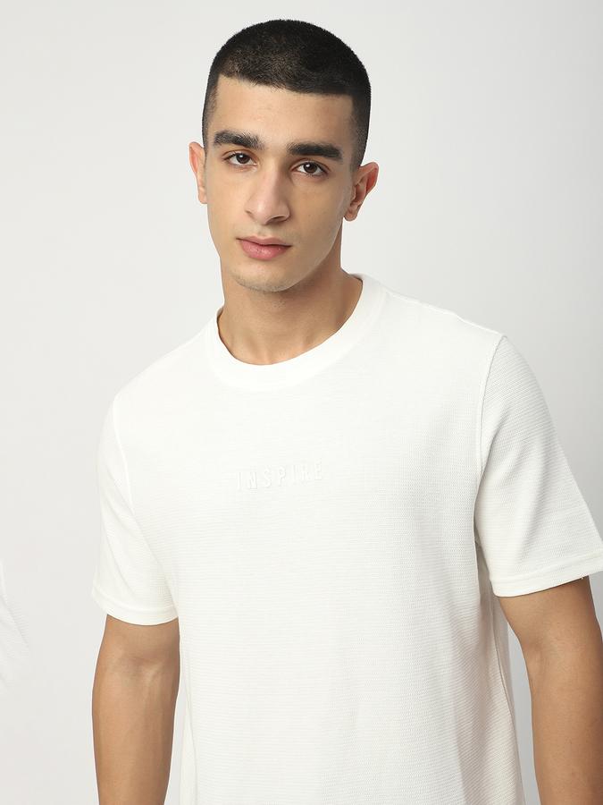 Men Cotton Regular Fit Crew Neck Textured T-shirt