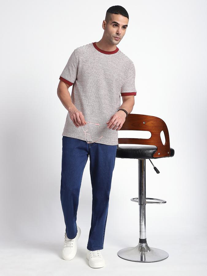 R&B Men's Plum Striped T-Shirt