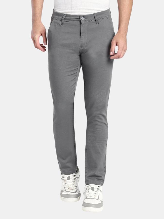 R&B Grey Slim Fit Men Mid Rise Trouser