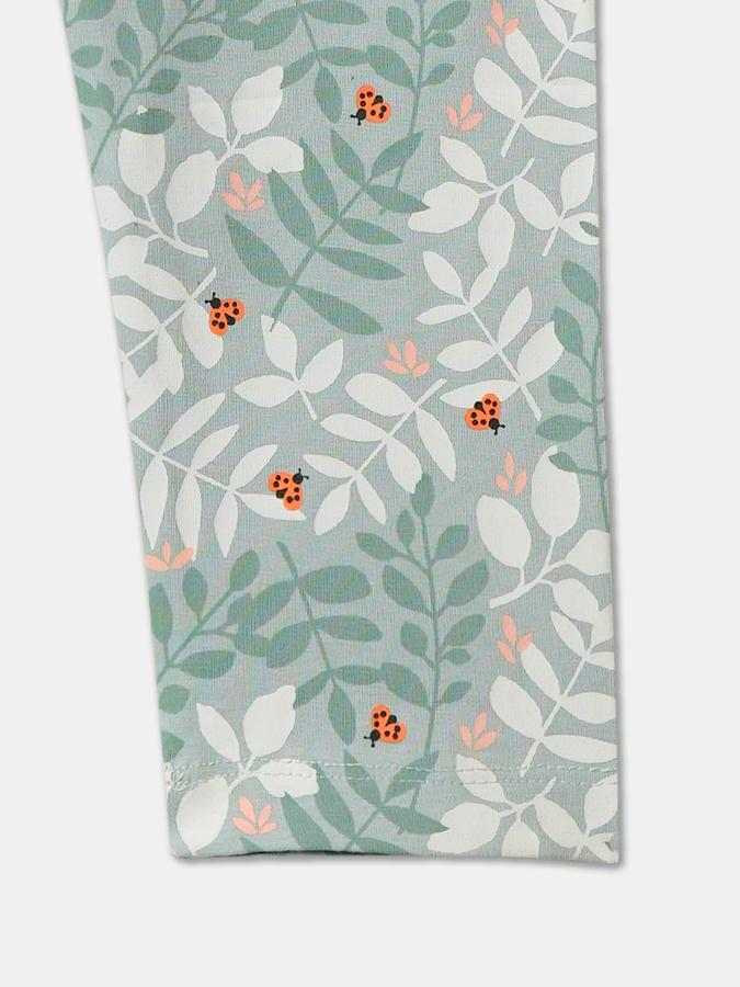 Girls Cotton Blend Skinny Fit Elastic Waist Printed Leggings