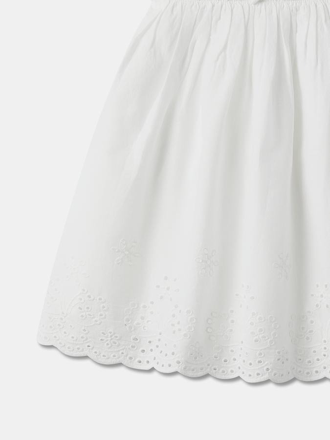Embroidered A-Line Dress with Puffed Sleeves image number 3