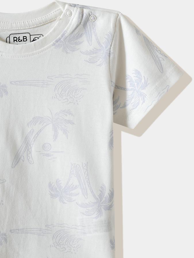 Boys Cotton Regular Fit Crew Neck Tropical Print T-shirt