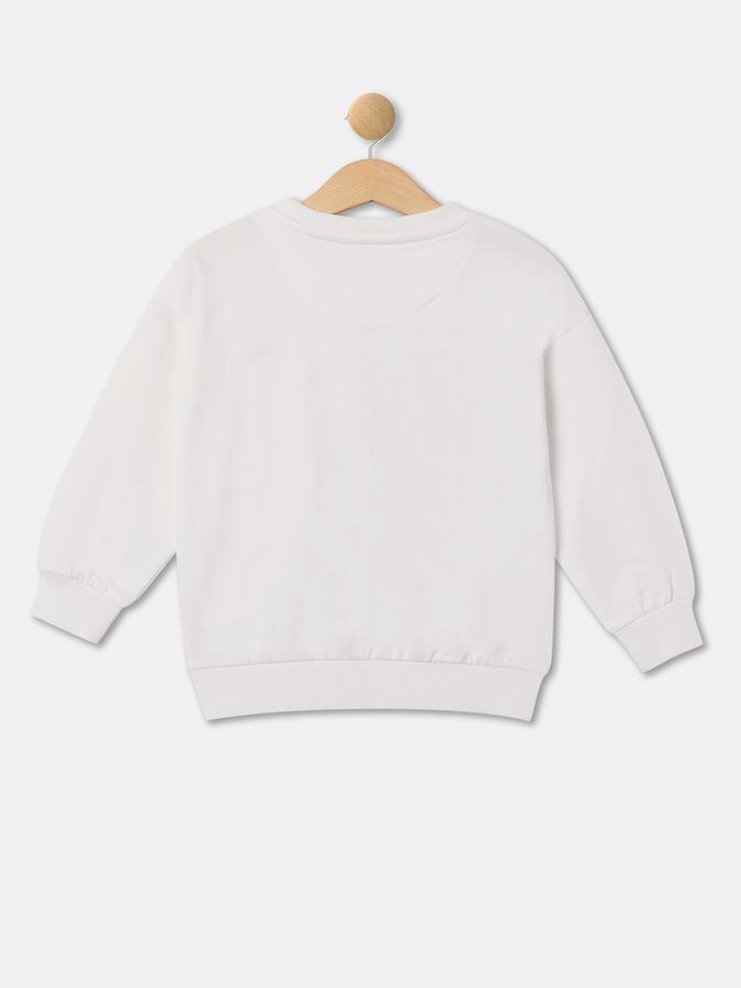 Girls Cotton Regular Fit Crew Neck Graphic Sweatshirt