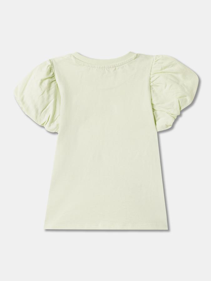 Girls Typographic Print Top with Tie-Up image number 1