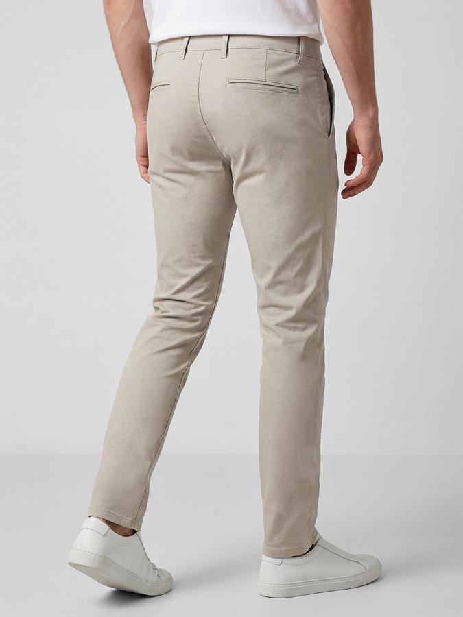 R&B Beige Solid Men Mid-Rise Slim Fit Trouser