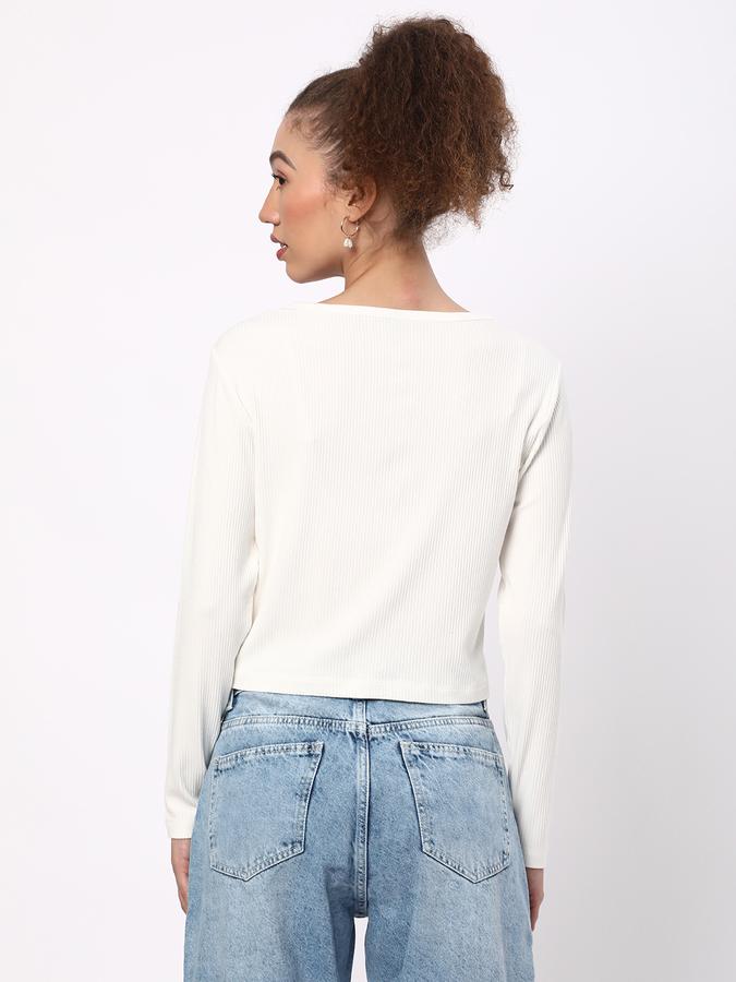 Women Ribbed Slim Fit Scoop-Neck Top image number 2