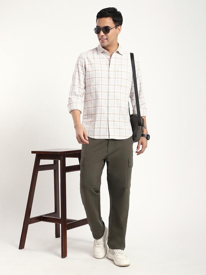 Men Cotton Regular Fit Shirt Collar Checked Shirt