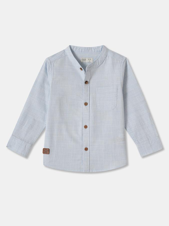 Boys Regular Fit Full Sleeve Mandarin Collar Shirt