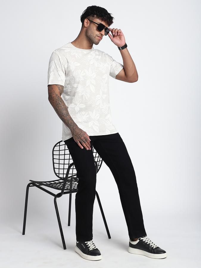 R&B Men's Light Grey Printed T-Shirt